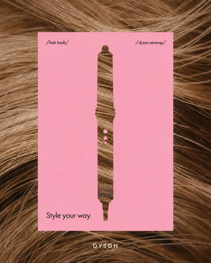 Ad-style post: pink graphic with the styling tool